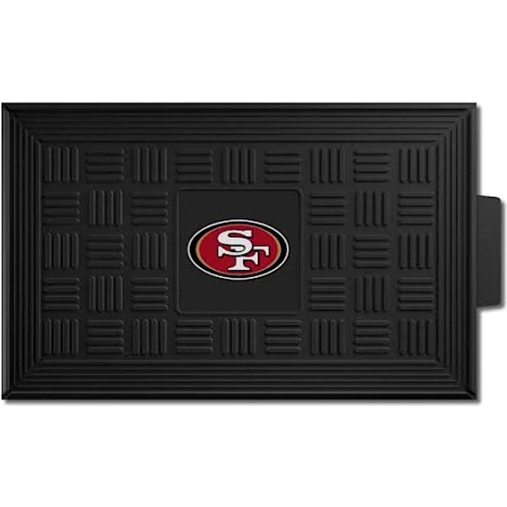 NFL San Francisco 49ers Heavy Duty Vinyl Medallion Door Mat Black NWOT